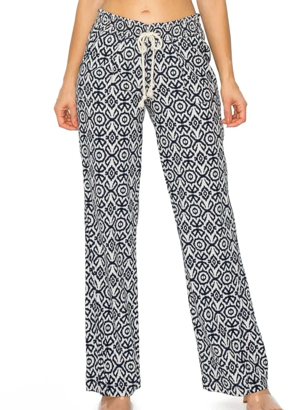 Cali1850 Oceanside Linen Pants Smocked Waist Lounge Beach Size M - Picture 1 of 6